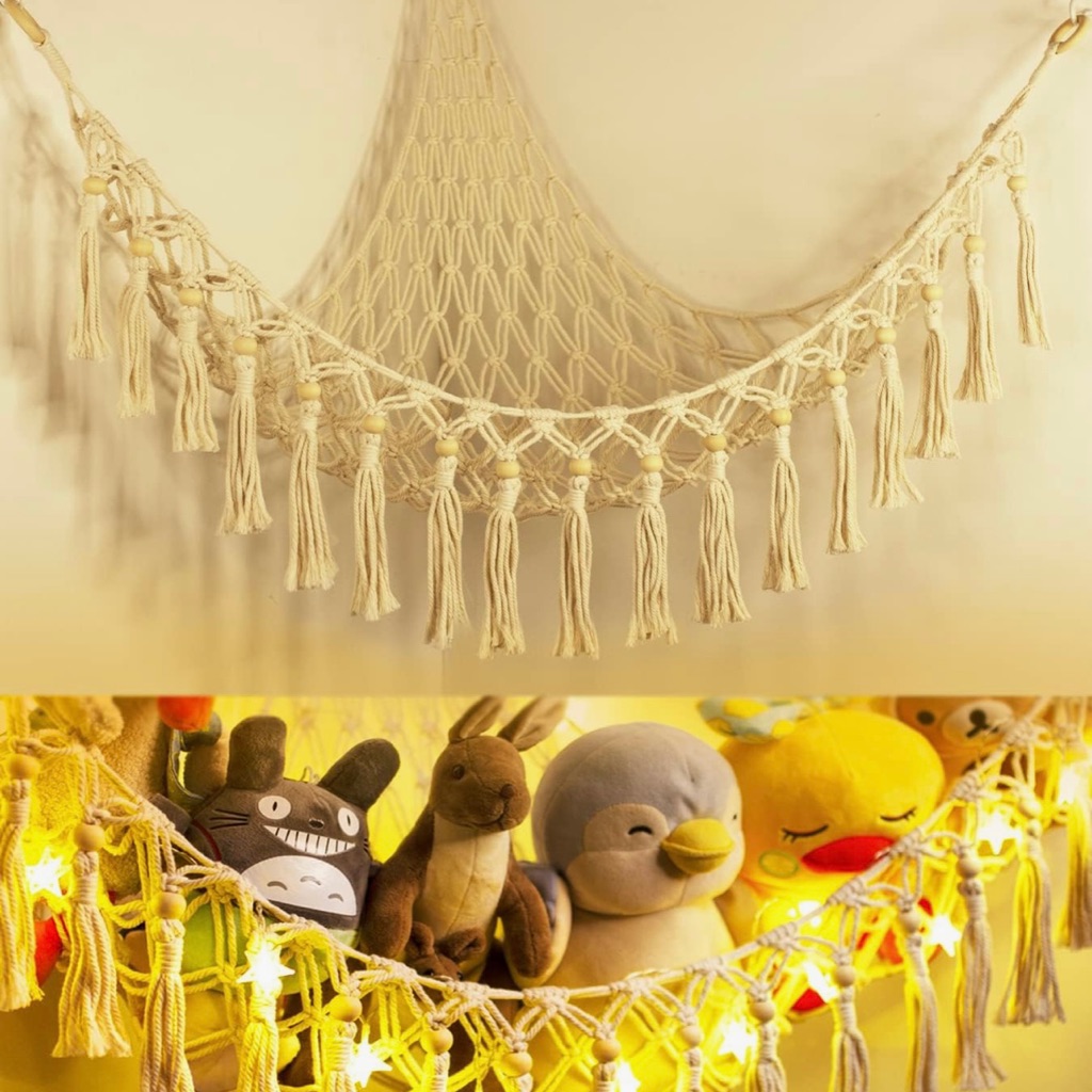 Stuffed Animal Crochet Hammock Cream